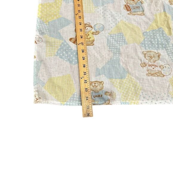 Vintage Baby Sheet Gopher Raccoon Koala Bear Shirt Tales Patchwork Blue - Picture 3 of 5